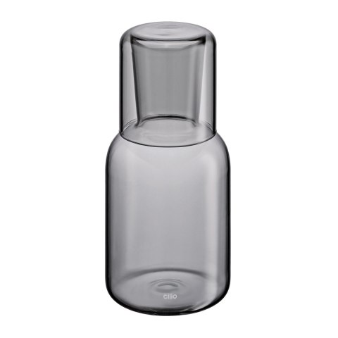 Karafka ze szklanką, szkło borokrzemowe, 0,75 l + 0,2 l, śred. 9,5 x 19,5 cm, szara