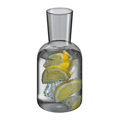 Karafka ze szklanką, szkło borokrzemowe, 0,75 l + 0,2 l, śred. 9,5 x 19,5 cm, szara
