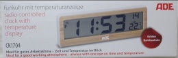 Zegar elektroniczny z dużym wyświetlaczem ADE 21,5 × 2 × 7 cm bambusowa rama