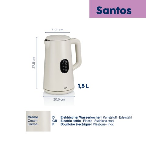 Czajnik elektryczny z regulacją temperatury 1,5 L śred. 15,5 x 27,5 cm kremowy KELA