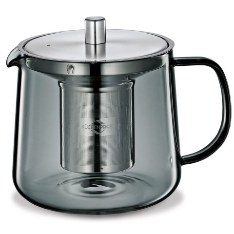 Dzbanek do herbaty z zaparzaczem, szkło borokrzemowe/stal nierdzewna, 0,6 l, szary