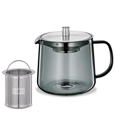 Dzbanek do herbaty z zaparzaczem, szkło borokrzemowe/stal nierdzewna, 0,6 l, szary